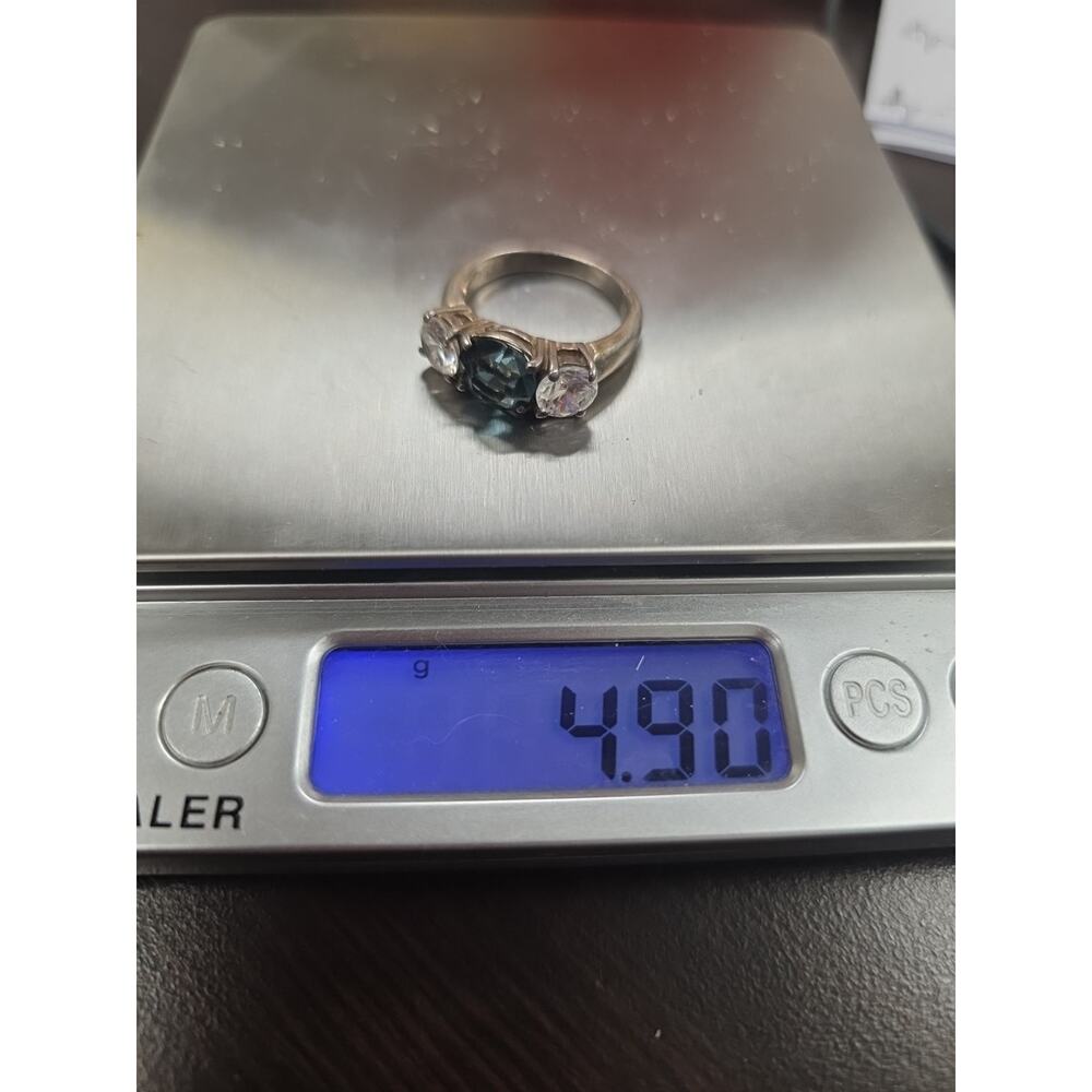 Women's Solitaire White Diamond Topas Promise Ring 925 Silver Size 7 4.89 G - Picture 10 of 16